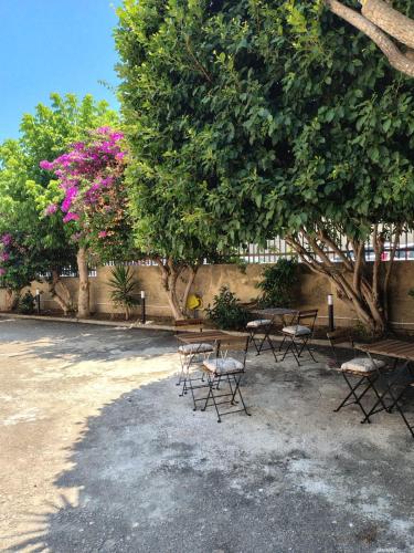 a group of chairs and tables under a tree at Il Giardinetto - Guest Room Policlinico in Messina