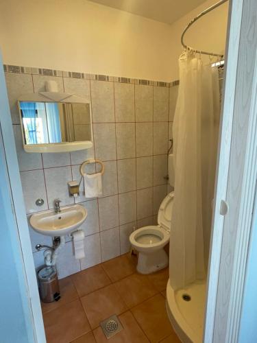 a bathroom with a toilet and a sink at Room Vera in Senj