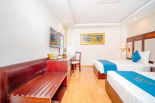 Cama o camas de una habitación en Galliot Hotel Nha Trang