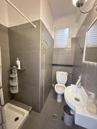 a bathroom with a toilet and a sink at Central Apart. 4U in Ierapetra