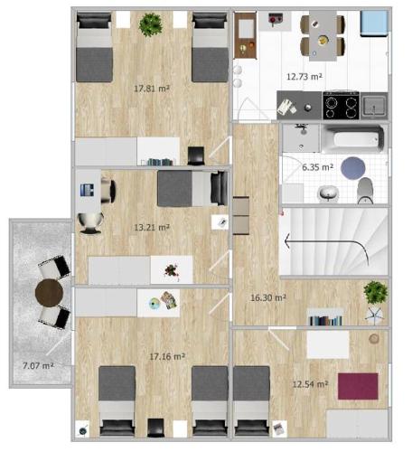 a drawing of a floor plan of a house at Werkswohnnung Heide Süderholm in Heide