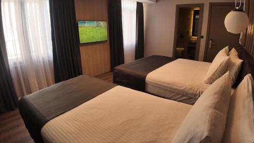 a hotel room with two beds and a tv at THE NEST HOTEL in Istanbul