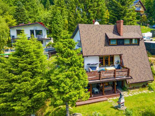 an aerial view of a house with a deck at Apartment Kotarz View by Interhome in Brenna