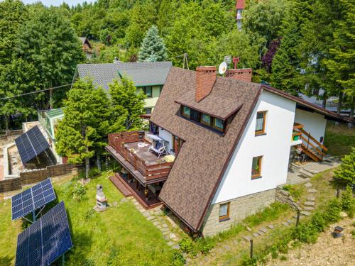 an aerial view of a house with solar panels at Apartment Kotarz View by Interhome in Brenna
