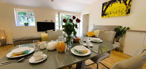TV a/nebo společenská místnost v ubytování The Victorian Barn, Self-Catering Holidays with Pool and Hot Tubs, Dorset
