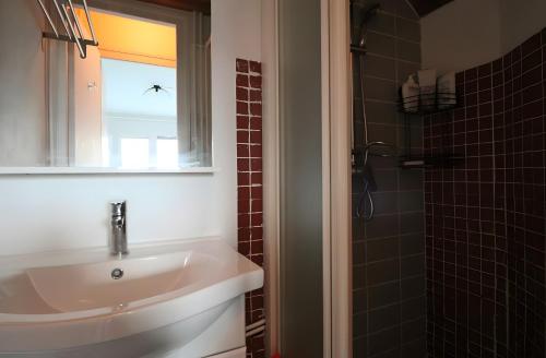 baño con lavabo, ventana y ducha en Sapins A5 - Résidence Super Murat, en Murat-le-Quaire
