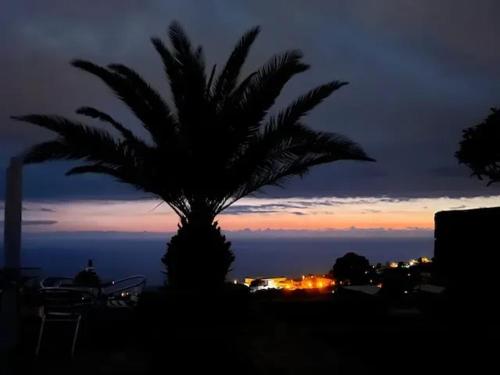 a palm tree in front of a sunset at House with 2 Bedrooms in Los Llanos de Aridane in Los Llanos de Aridane