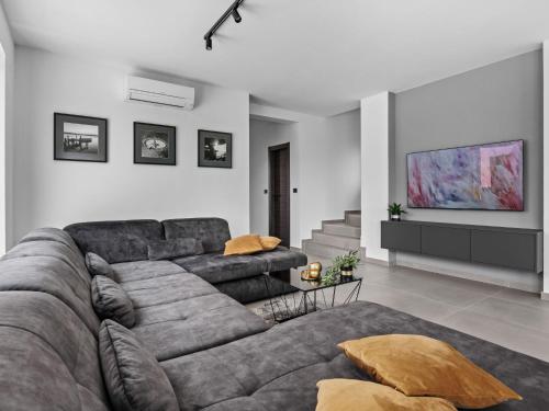 a living room with a couch and a tv at Villa Delecto by Interhome in Pula