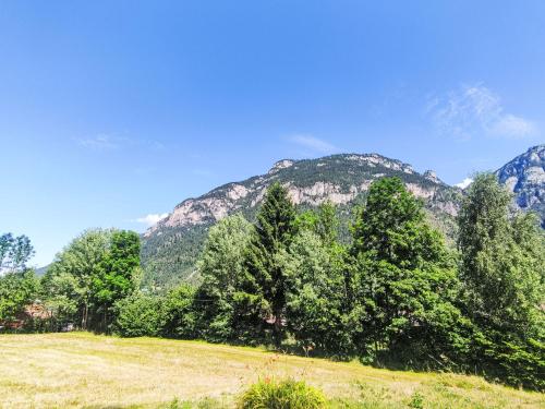 a field with trees and mountains in the background at Chalet Altavista by Interhome in Ziano di Fiemme