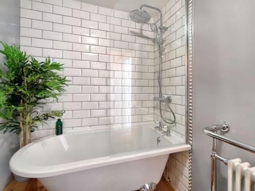 アップルドアにある2 Bed in Appledore 59434の植物のあるバスルーム(白いバスタブ付)