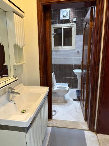 a bathroom with a sink and a toilet at شقق الريم in Medina