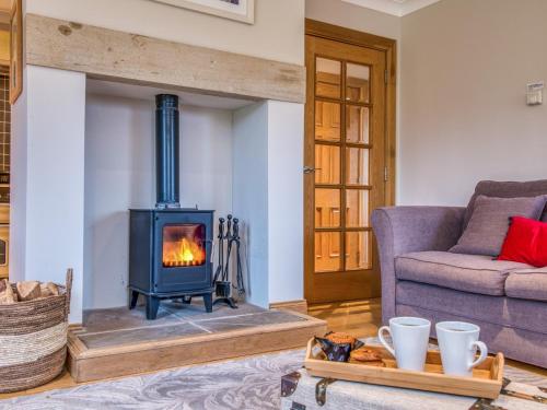 a living room with a fireplace and a couch at 2 Bed in Nr Beadnell 77990 in Ellingham