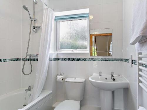a white bathroom with a toilet and a sink at 3 Bed in Crediton WAIE3 in Zeal Monachorum
