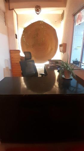 an office with a desk with a plant on it at Departamento Central Vip in Antofagasta