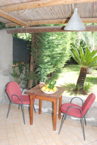 a table and chairs with a bowl of fruit on a patio at Residence Villa Cristina in Ischia