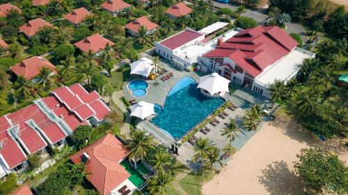 an aerial view of a house with a swimming pool at Mercury Phu Quoc Resort & Villas in Phu Quoc
