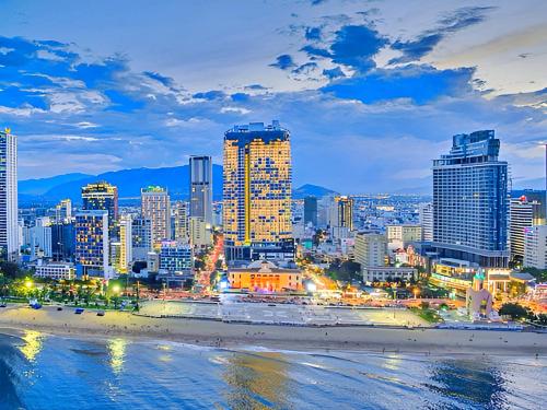 a view of a city with a beach and buildings at S79 Residence LYN Panorama in Nha Trang