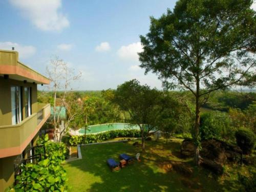 widok na dziedziniec z krzesłami i drzewem w obiekcie Mangrove Escapes Resort w mieście Bentota