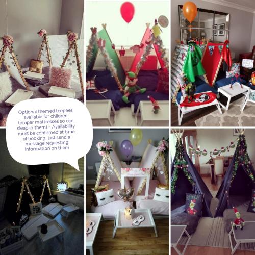 a collage of pictures of a living room with a swing at Teach Abhaile Donegal 