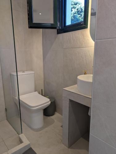 a bathroom with a toilet and a sink at Skala Bay 1 in Skala Kefalonias