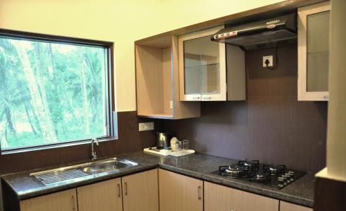 a kitchen with a sink and a window at Devasthali - The Valley of Gods in Bogmolo