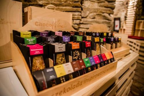 a display of different types of food in a store at Dwór Kombornia - Folwark in Kombornia