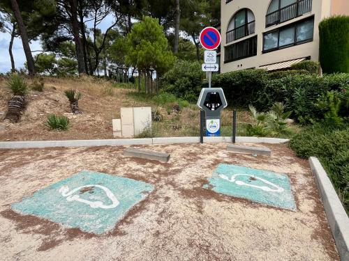 two drawings of two polar bears on the sand at Les jardins de la Méditerranée in Six-Fours-les-Plages