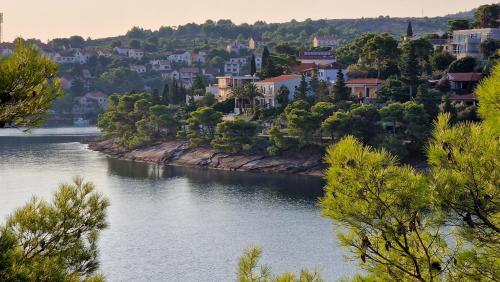 a view of a river with houses and trees at Mira in Splitska