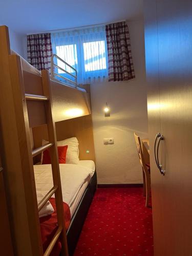 a small room with a bunk bed and a ladder at Alpenzeit in Flachau