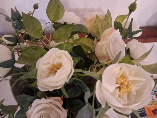 a bouquet of white flowers in a vase at Rustico degli Ulivi in Vallecchia