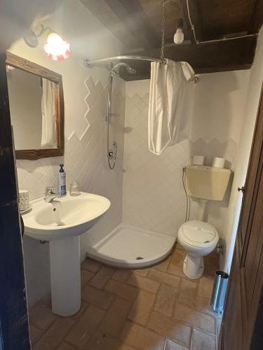 a bathroom with a sink and a toilet at Ca di Rosa in Aulla