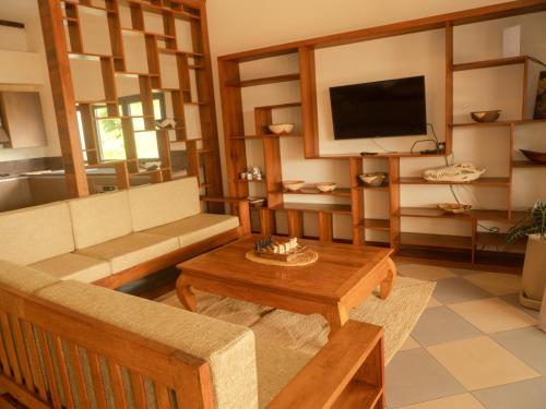 Televisyen dan/atau pusat hiburan di La Colombine Appart'Hôtel