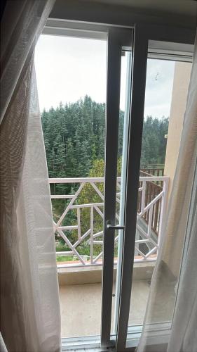 an open window with a view of a balcony at Devlok Inn in Lohaghāt