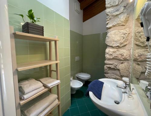 a bathroom with a sink and a toilet at B&B Gardumo in Ronzo Chienis
