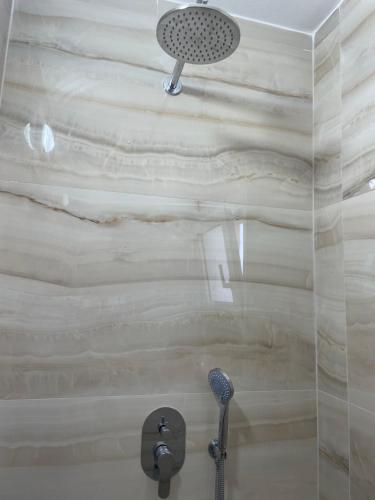 a shower with a shower head in a bathroom at Apartment Katerina in Himare