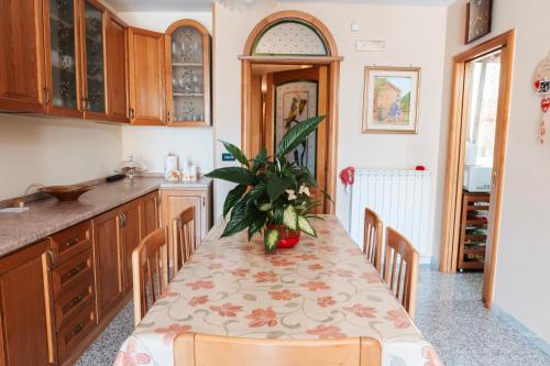 a kitchen with a table with a plant on it at Al Civico Centocinquantasei in Latiano