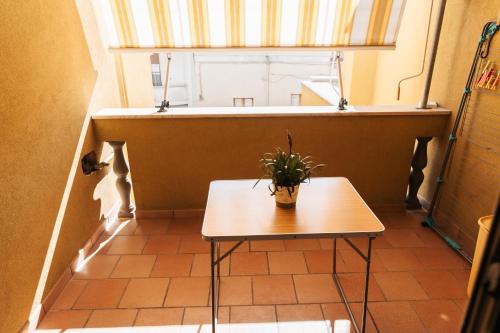 a small table with a plant on it in a room at Al Civico Centocinquantasei in Latiano