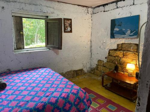 een slaapkamer met een bed en een raam bij LA RIVIERA Posada Campestre in Bolívar
