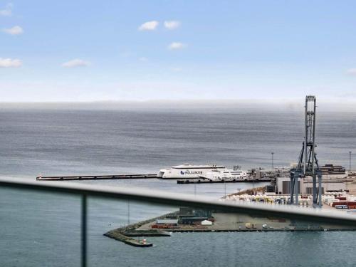 a view of a body of water with a pier at 5 star holiday home in Aarhus C in Aarhus