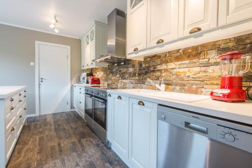 Dapur atau dapur kecil di Lofoten Planet - Boutique Hotel