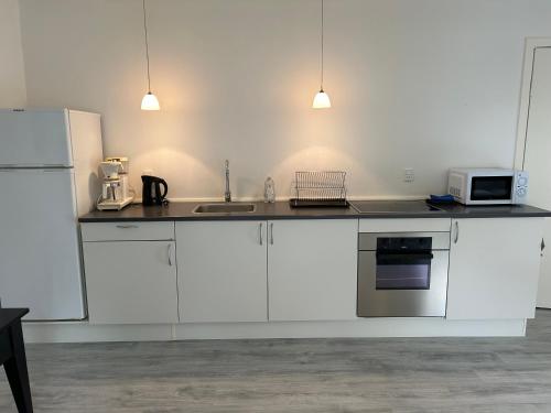 Kuchyň nebo kuchyňský kout v ubytování Ammitsbøl Apartment A