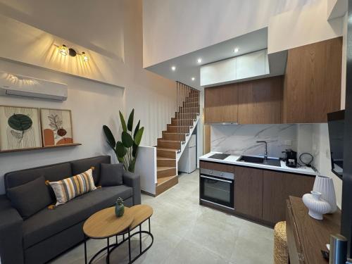 Dapur atau dapur kecil di Coastal Retreat by Vryzas Loft Maissonet