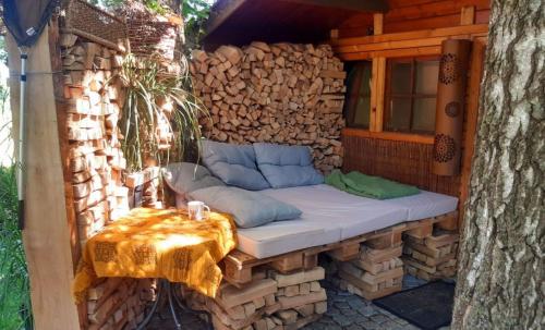 Ruang duduk di Wohlfühloase nähe Gmunden 5min zum Traunsee Haus mit 2 Schlafzimmer