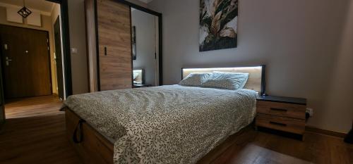 Postel nebo postele na pokoji v ubytování Sunrise Apartament w Krakowie
