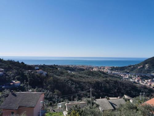 a view of the city and the ocean at Villa Rocca Leivi in Leivi