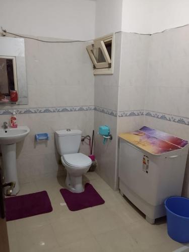a small bathroom with a toilet and a sink at Appartement de vacance à Tanmia Bloc 13 in Martil