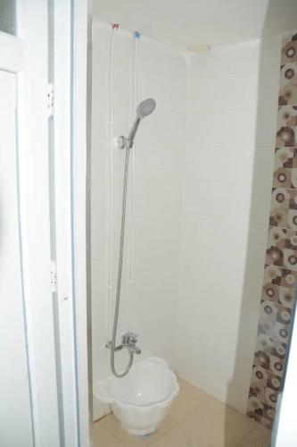 a bathroom with a shower with a toilet in it at Le Fabuleux Mazagran in Mostaganem