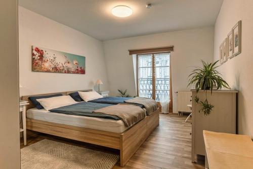 Postel nebo postele na pokoji v ubytování Lovely Apartment Quiet, bright, generous for two, private parking