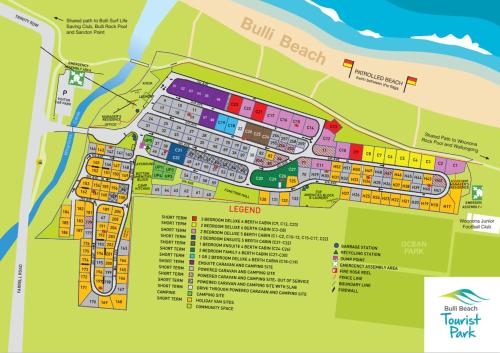a map of the club beach resort at Bulli Beach Tourist Park in Bulli