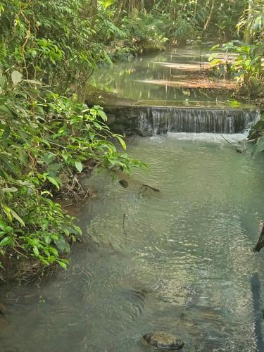 a waterfall in the middle of a creek at Chalé in Itati